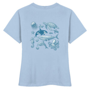 Sea Animals Vintage 90s t shirt, Orca Whale Shark Creatures Sweater, Sealife Gifts - Ladies Premium Organic Shirt-7240