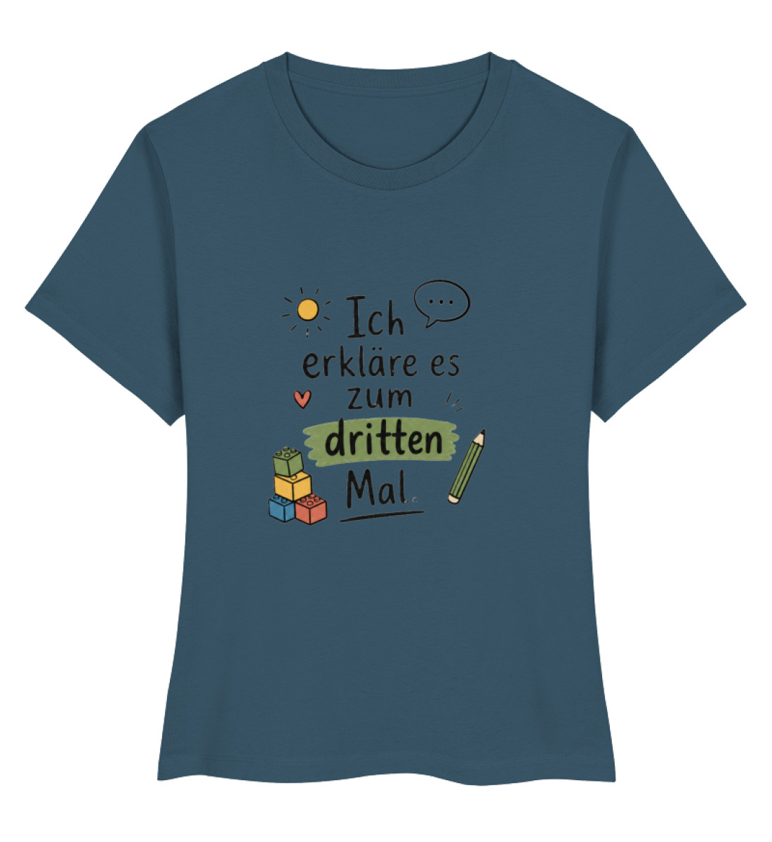 daycare teacher shirt Erzieherin Shirt lustig ich erkläre es zum dritten Mal - Ladies Premium Organic Shirt-6880