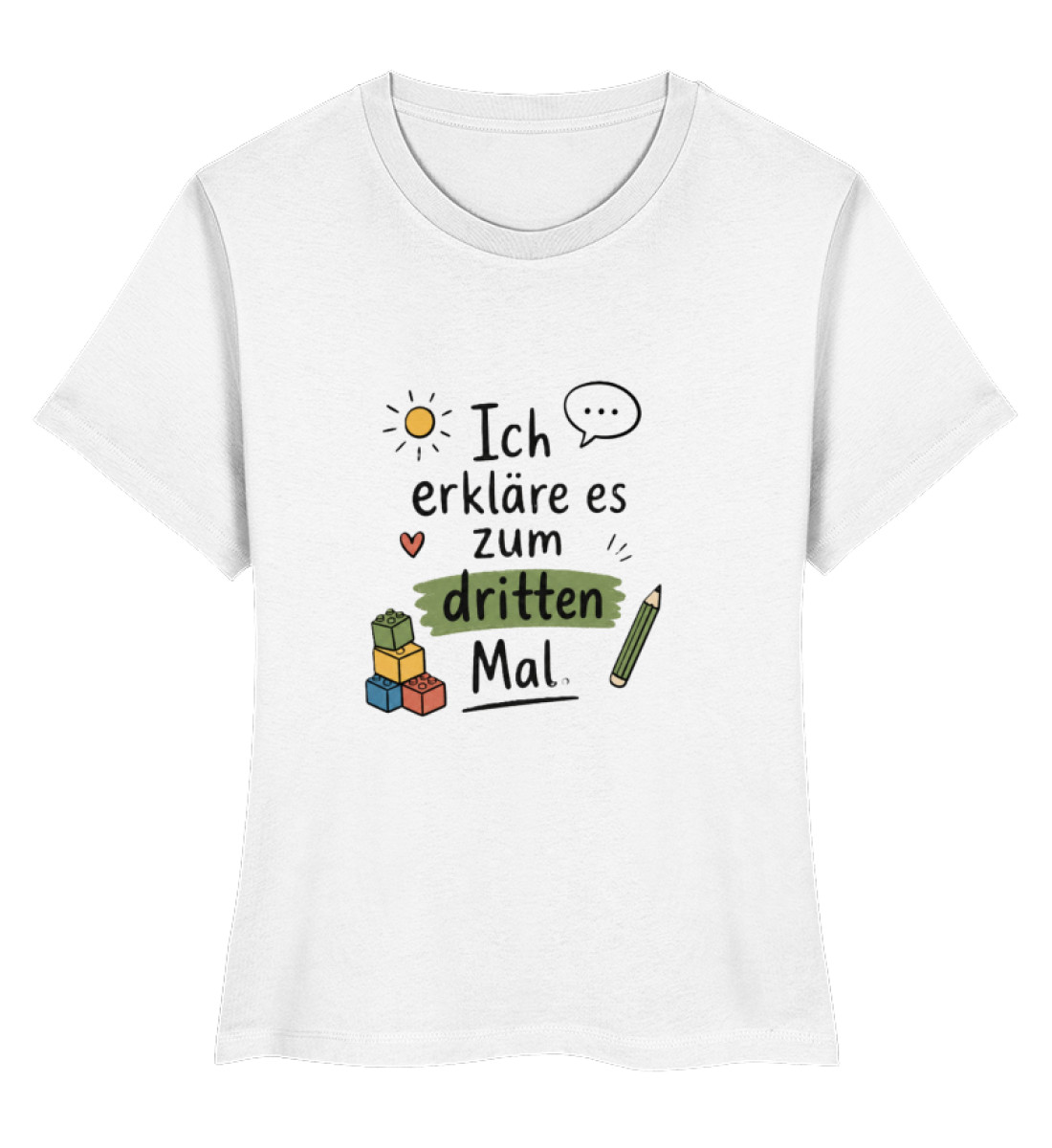 daycare teacher shirt Erzieherin Shirt lustig ich erkläre es zum dritten Mal - Ladies Premium Organic Shirt-3