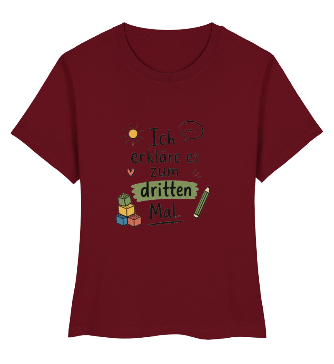 daycare teacher shirt Erzieherin Shirt lustig ich erkläre es zum dritten Mal - Ladies Premium Organic Shirt-6974