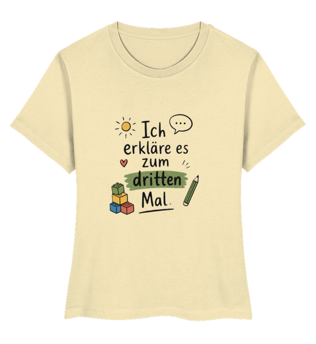 daycare teacher shirt Erzieherin Shirt lustig ich erkläre es zum dritten Mal - Ladies Premium Organic Shirt-7052