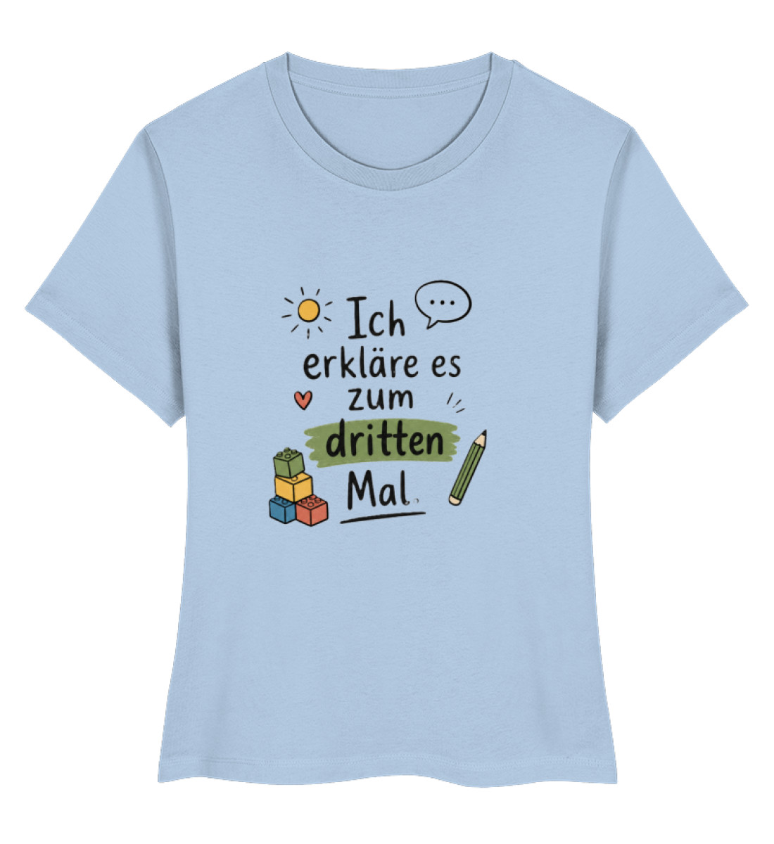 daycare teacher shirt Erzieherin Shirt lustig ich erkläre es zum dritten Mal - Ladies Premium Organic Shirt-7240
